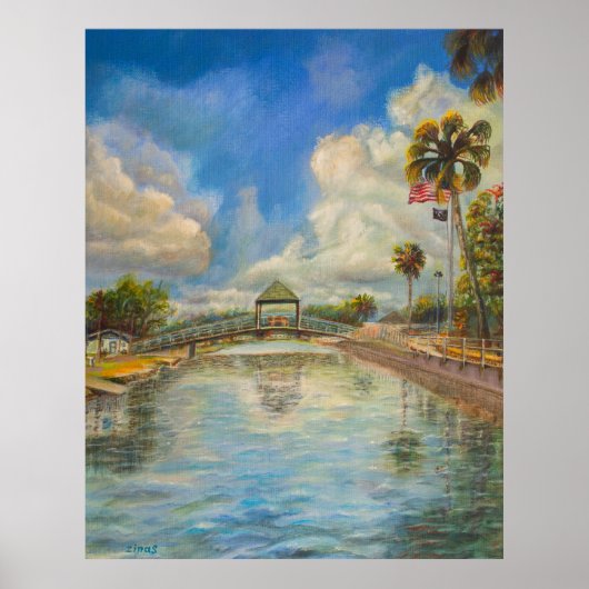 湖からの歩く橋のビュー ポスター (正面)