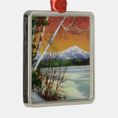 湖からのWhiteface山の眺め メタルオーナメント (右)