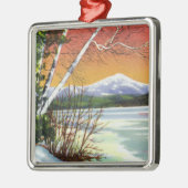 湖からのWhiteface山の眺め メタルオーナメント (左)