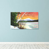 湖からホワイトフェイス山の景色 キャンバスプリント (インサイチュ (ウッドフロア))