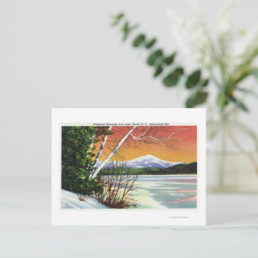湖からホワイトフェイス山の景色 ポストカード (スタンド正面)