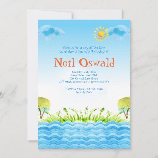 湖でのお誘い 招待状 (正面)
