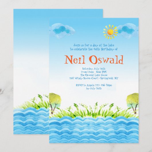 湖でのお誘い 招待状 (正面/裏面)