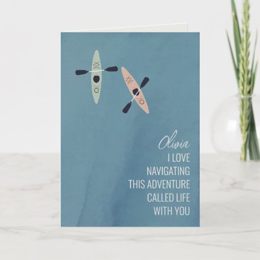 湖でのカヤックの友情の挨拶 カード (正面)