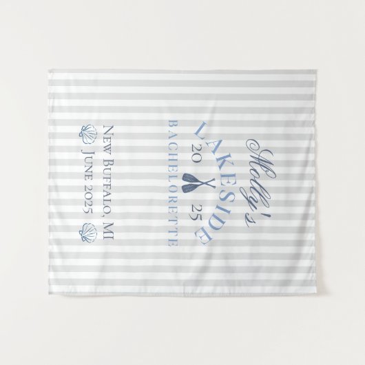 湖でのブライズウィークエンド 青い海の旅程 タペストリー (正面(横))