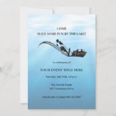 湖での楽しいウォータースキーウェイクボードパーティー 招待状 (正面)