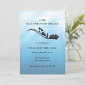 湖での楽しいウォータースキーウェイクボードパーティー 招待状 (スタンド正面)