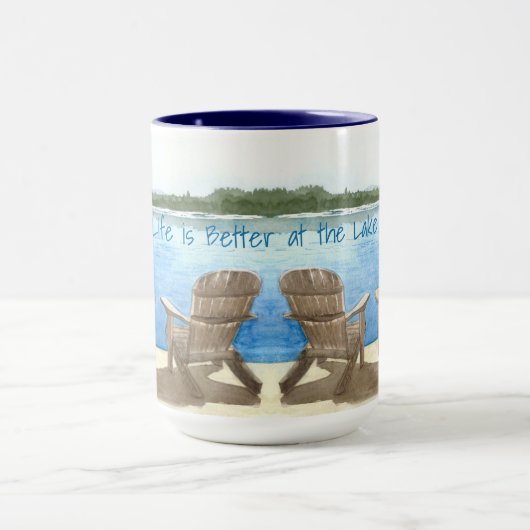 湖での生活、アディロンダックチェア、マグ マグカップ (中央)