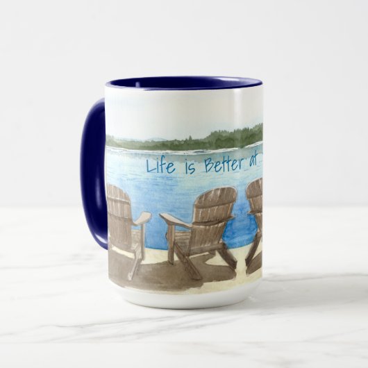 湖での生活、アディロンダックチェア、マグ マグカップ (正面左)