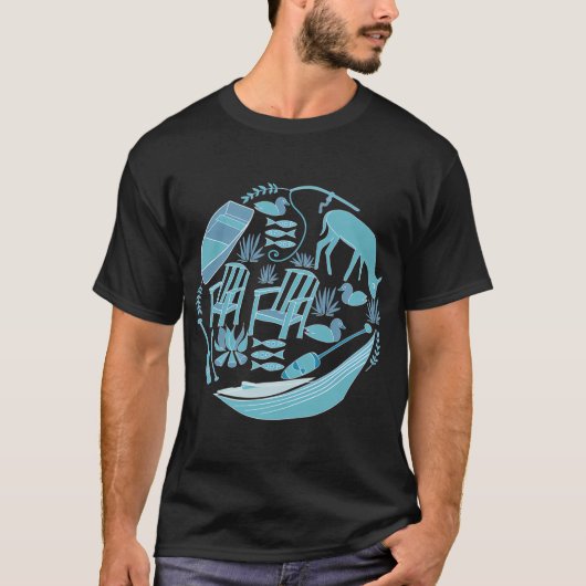 湖での生活。釣りに出かけよう Tシャツ (正面)