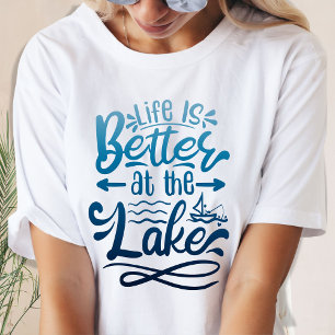 湖では青いグラデーションの寿命が良い Tシャツ