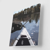 湖でカヌー スクエア壁時計 (傾斜)