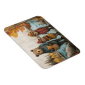 湖でクマの家族と秋の日 マグネット (右側)