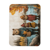 湖でクマの家族と秋の日 マグネット (縦)