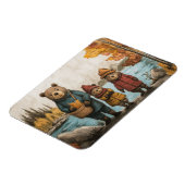 湖でクマの家族と秋の日 マグネット (左側)