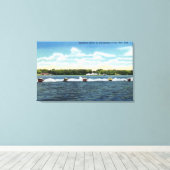 湖でスピードボートレース キャンバスプリント (インサイチュ (ウッドフロア))