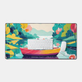 湖でボートに乗ったカップル – Desk Mat デスクマット (キーボード&マウス)