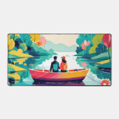 湖でボートに乗ったカップル – Desk Mat デスクマット (正面)