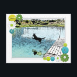 湖で夏の犬の日 ポストカード<br><div class="desc">暑い感じ夏の日は湖に大きなジャンプよ素晴らしりも何も良くない！</div>