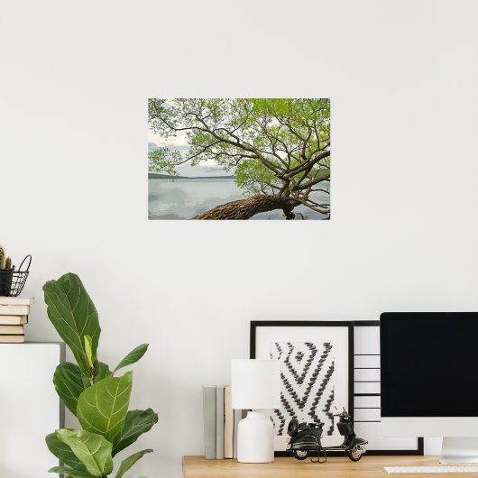 湖で柳 ポスター (ホームオフィス)