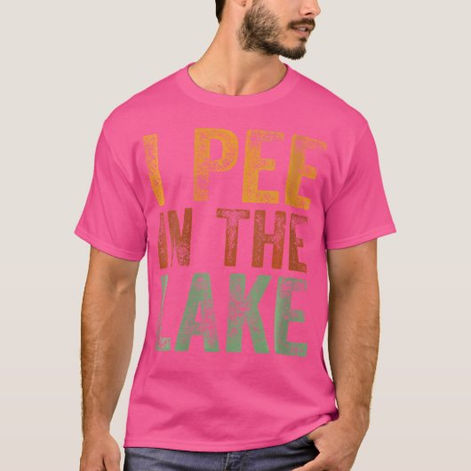 湖で泳ぐトップ夏おもしろいのVacを覗く Tシャツ (正面)