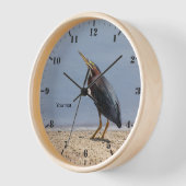 湖で緑のサギをパーソナライズ 壁時計 (傾斜)