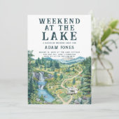 湖で週末 |バチュラーパーティ招待状 招待状 (スタンド正面)
