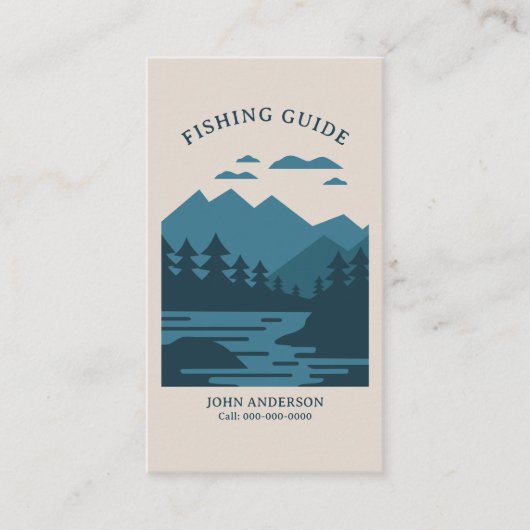 湖と山 – 魚釣りガイド垂直 名刺 (正面)
