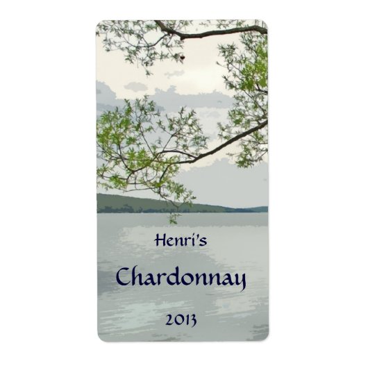 湖と柳のワインラベル ラベル (正面)