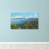 湖と緑の山 キャンバスプリント (インサイチュ (ウッドフロア))