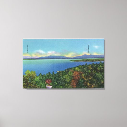 湖と緑の山 キャンバスプリント (正面)