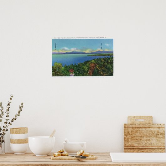 湖と緑の山 ポスター (キッチン)