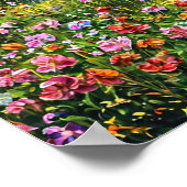 湖と花の油絵 ポスター (角)