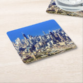 湖と都心のシカゴの空中写真 スクエアペーパーコースター (アングル)
