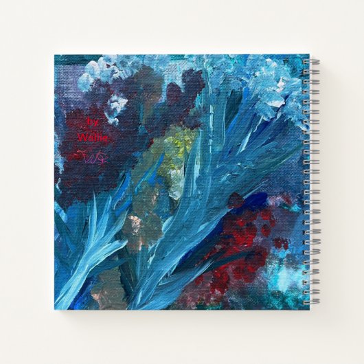 湖と雑草アクリル絵を描の8.5"x8.5" ノートブック (裏面)