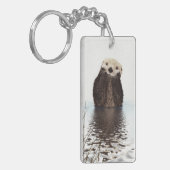 湖にすてきな笑顔のカワウソ キーホルダー (正面左)