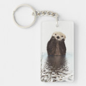 湖にすてきな笑顔のカワウソ キーホルダー (正面)