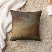 湖によるインドの日没のシカ クッション (ブランケット)