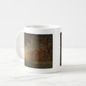 湖によるインドの日没のシカ コーヒーマグカップ (正面左)