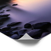 湖に反射する夕日 ポスター (角)