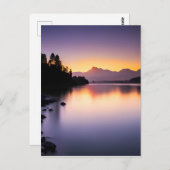 湖に反射する夕日 ポストカード (正面/裏面)