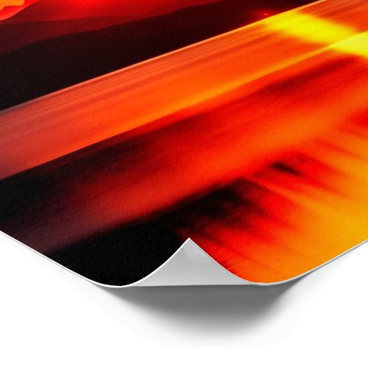 湖に反射する日の出 ポスター (角)