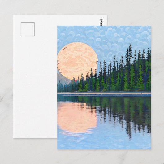 湖に反射する月 ポストカード (正面/裏面)