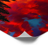 湖に反射する炎のような空 ポスター (角)