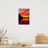 湖に反射する炎のような空 ポスター (キッチン)