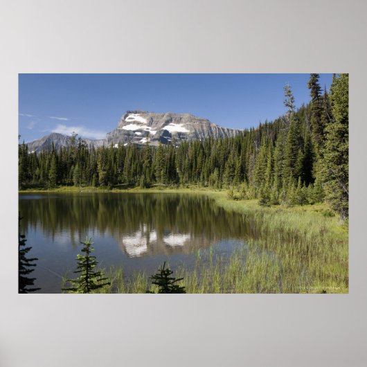 湖に反映された山の峰 ポスター (正面)