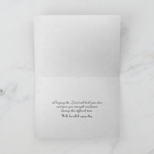 湖に帆船のある宗教的な悔やみや弔慰の夕日 カード (内部)