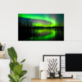 湖に映し出された北方灯 ポスター (ホームオフィス)