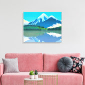 湖に映る雪をかぶった山々 キャンバスプリント (インサイチュ (リビング))
