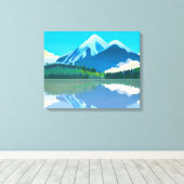 湖に映る雪をかぶった山々 キャンバスプリント (インサイチュ (ウッドフロア))